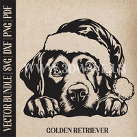 Thumbnail for Golden Retriever Santa Dog | Vector Art: LaserCut Files for Cricut, Glowforge SVG | Digital Products