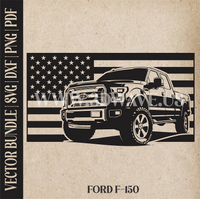 Thumbnail for Ford F-150 on american flag | Vector Art: LaserCut Files for Cricut, Glowforge SVG | Digital Products
