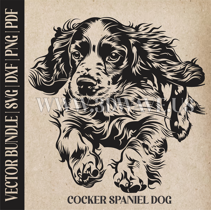 Cocker spaniel | Vector Art: LaserCut Files for Cricut, Glowforge SVG | Digital Products