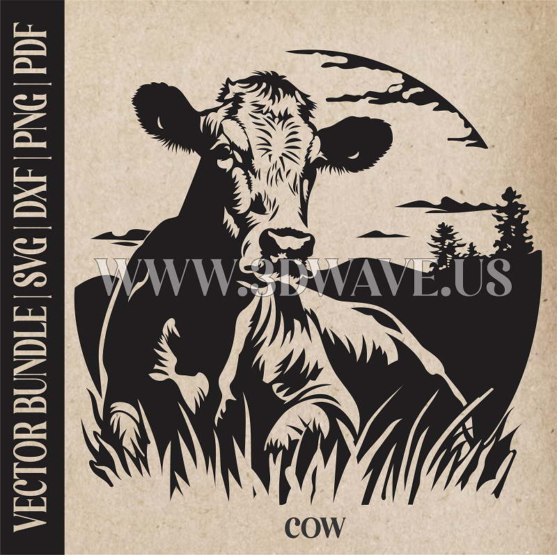 Cow | Vector Art: LaserCut Files for Cricut, Glowforge SVG | Digital Products