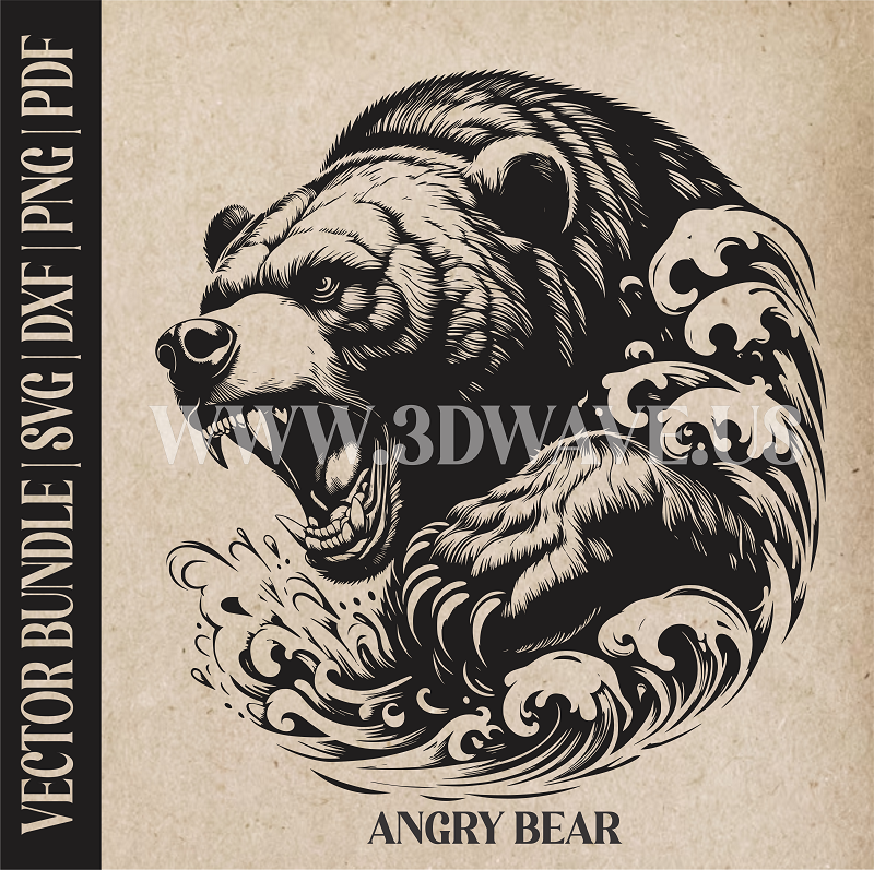 Grizzly bear | Vector Art: LaserCut Files for Cricut, Glowforge SVG | Digital Products
