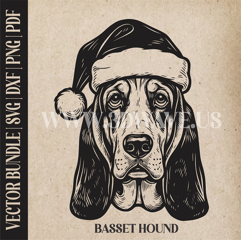 Basset Hound Dog  | Vector Art: LaserCut Files for Cricut, Glowforge SVG | Digital Products