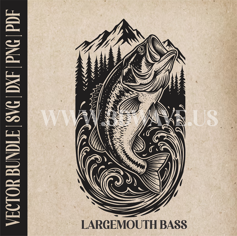 Largemouth bass fish | Vector Art: LaserCut Files for Cricut, Glowforge SVG | Digital Products
