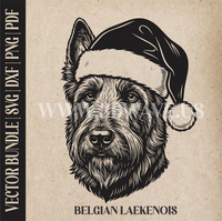Thumbnail for Belgian Laekenois Santa Dog  | Vector Art: LaserCut Files for Cricut, Glowforge SVG | Digital Products