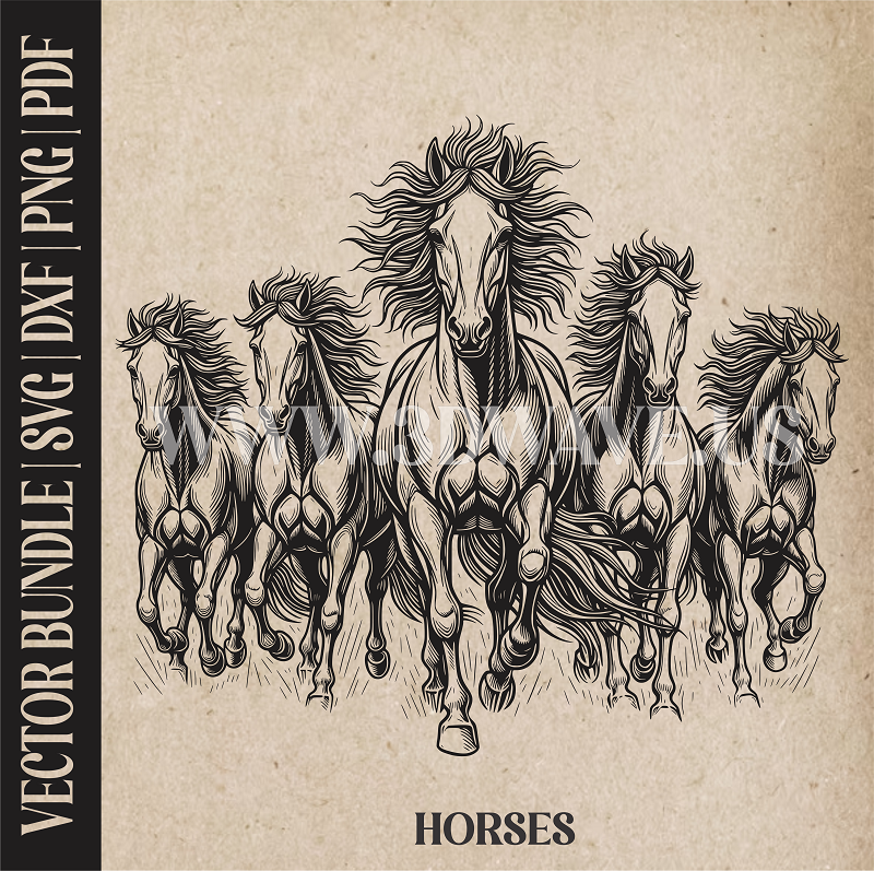 Horses | Vector Art: LaserCut Files for Cricut, Glowforge SVG | Digital Products