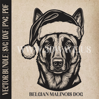 Thumbnail for Belgian Malinois Santa Dog  | Vector Art: LaserCut Files for Cricut, Glowforge SVG | Digital Products