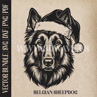 Thumbnail for Belgian Sheepdog Santa Dog  | Vector Art: LaserCut Files for Cricut, Glowforge SVG | Digital Products