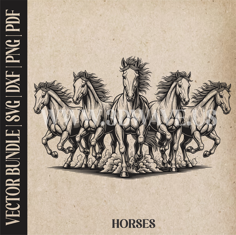 Horses | Vector Art: LaserCut Files for Cricut, Glowforge SVG | Digital Products