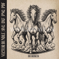 Thumbnail for Horses | Vector Art: LaserCut Files for Cricut, Glowforge SVG | Digital Products