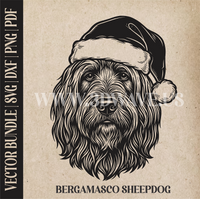 Thumbnail for Bergamasco Sheepdog Santa Dog  | Vector Art: LaserCut Files for Cricut, Glowforge SVG | Digital Products