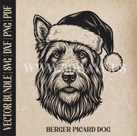 Thumbnail for Berger Picard Santa Dog  | Vector Art: LaserCut Files for Cricut, Glowforge SVG | Digital Products
