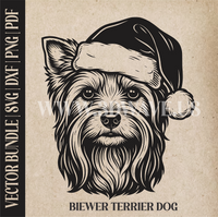 Thumbnail for Biewer Terrier Santa Dog  | Vector Art: LaserCut Files for Cricut, Glowforge SVG | Digital Products