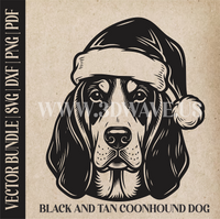 Thumbnail for Black and Tan Coonhound Santa Dog  | Vector Art: LaserCut Files for Cricut, Glowforge SVG | Digital Products