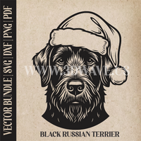 Thumbnail for Black Russian Terrier Santa Dog  | Vector Art: LaserCut Files for Cricut, Glowforge SVG | Digital Products