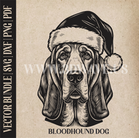 Thumbnail for Bloodhound Santa Dog  | Vector Art: LaserCut Files for Cricut, Glowforge SVG | Digital Products