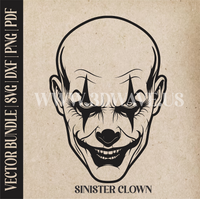 Thumbnail for Sinister Clown | Vector Art: LaserCut Files for Cricut, Glowforge SVG | Digital Products