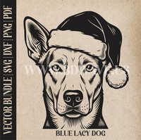 Thumbnail for Blue Lacy Santa Dog  | Vector Art: LaserCut Files for Cricut, Glowforge SVG | Digital Products
