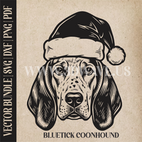 Thumbnail for Bluetick Coonhound Santa Dog  | Vector Art: LaserCut Files for Cricut, Glowforge SVG | Digital Products