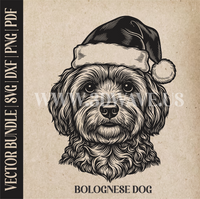 Thumbnail for Bolognese Santa Dog  | Vector Art: LaserCut Files for Cricut, Glowforge SVG | Digital Products