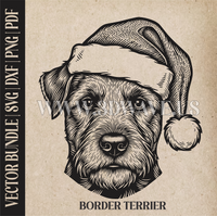 Thumbnail for Border Terrier Santa Dog  | Vector Art: LaserCut Files for Cricut, Glowforge SVG | Digital Products