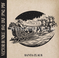 Thumbnail for Santa Claus & reindeer| Vector Art: LaserCut Files for Cricut, Glowforge SVG | Digital Products