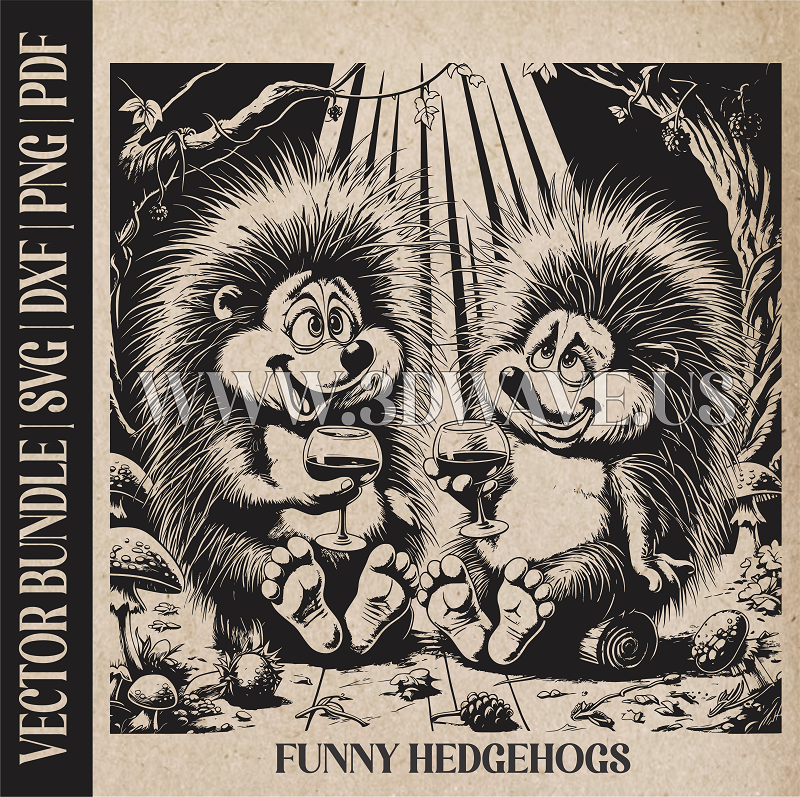 Hedgehogs | Vector Art: LaserCut Files for Cricut, Glowforge SVG | Digital Products