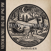 Thumbnail for Santa Claus & reindeer| Vector Art: LaserCut Files for Cricut, Glowforge SVG | Digital Products