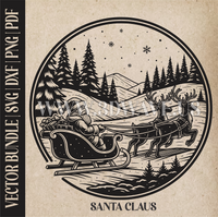 Thumbnail for Santa Claus & reindeer| Vector Art: LaserCut Files for Cricut, Glowforge SVG | Digital Products