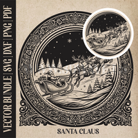 Thumbnail for Santa Claus & reindeer| Vector Art: LaserCut Files for Cricut, Glowforge SVG | Digital Products