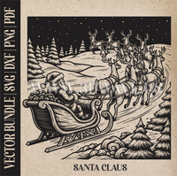 Thumbnail for Santa Claus & reindeer| Vector Art: LaserCut Files for Cricut, Glowforge SVG | Digital Products