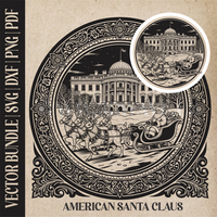 Thumbnail for American Santa Claus & reindeer| Vector Art: LaserCut Files for Cricut, Glowforge SVG | Digital Products