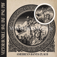 Thumbnail for American Santa Claus & reindeer| Vector Art: LaserCut Files for Cricut, Glowforge SVG | Digital Products