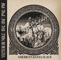 Thumbnail for American Santa Claus & reindeer| Vector Art: LaserCut Files for Cricut, Glowforge SVG | Digital Products