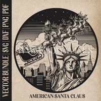 Thumbnail for American Santa Claus & reindeer| Vector Art: LaserCut Files for Cricut, Glowforge SVG | Digital Products