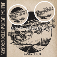 Thumbnail for American Santa Claus & reindeer| Vector Art: LaserCut Files for Cricut, Glowforge SVG | Digital Products