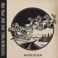 Thumbnail for Santa Claus & reindeer| Vector Art: LaserCut Files for Cricut, Glowforge SVG | Digital Products