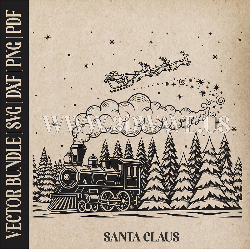 Santa Claus & reindeer| Vector Art: LaserCut Files for Cricut, Glowforge SVG | Digital Products