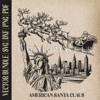 Thumbnail for American Santa Claus & reindeer| Vector Art: LaserCut Files for Cricut, Glowforge SVG | Digital Products