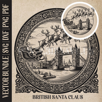 Thumbnail for British Santa Claus & reindeer| Vector Art: LaserCut Files for Cricut, Glowforge SVG | Digital Products