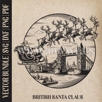 Thumbnail for British Santa Claus & reindeer| Vector Art: LaserCut Files for Cricut, Glowforge SVG | Digital Products