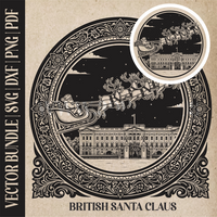 Thumbnail for British Santa Claus & reindeer| Vector Art: LaserCut Files for Cricut, Glowforge SVG | Digital Products