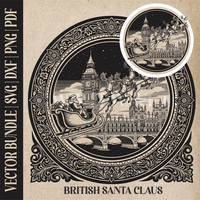 Thumbnail for British Santa Claus & reindeer| Vector Art: LaserCut Files for Cricut, Glowforge SVG | Digital Products