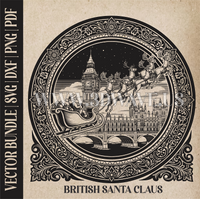 Thumbnail for British Santa Claus & reindeer| Vector Art: LaserCut Files for Cricut, Glowforge SVG | Digital Products
