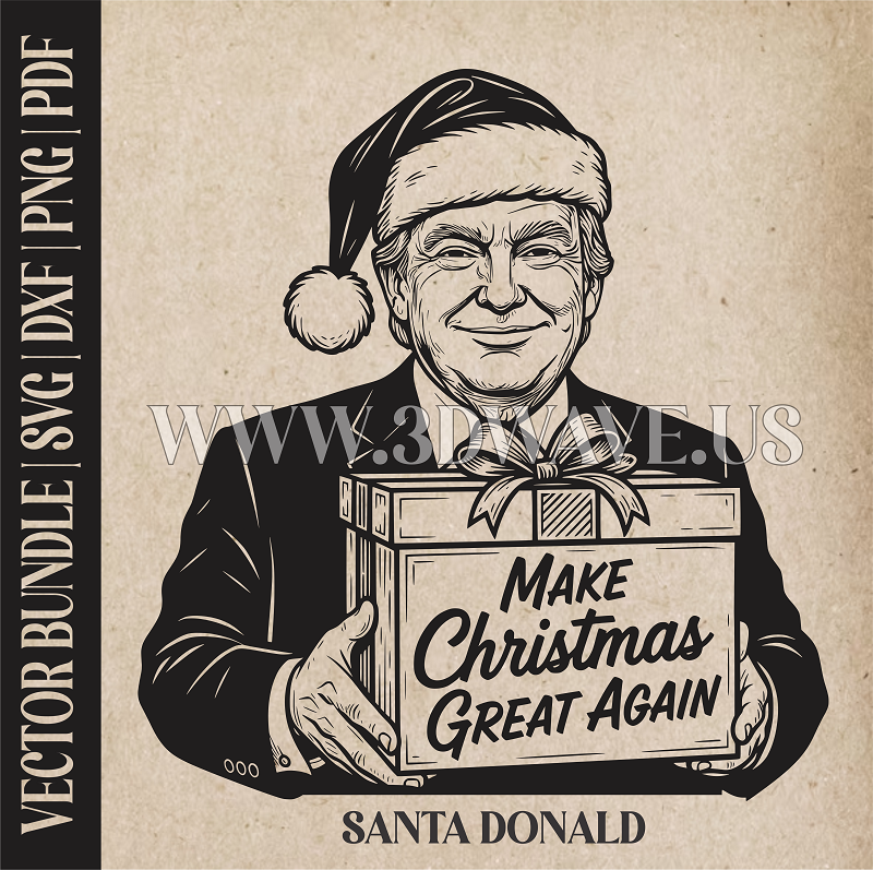 Donad Trump Santa Claus | Vector Art: LaserCut Files for Cricut, Glowforge SVG | Digital Products