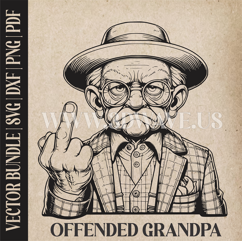Offended Grandpa | Vector Art: LaserCut Files for Cricut, Glowforge SVG | Digital Products
