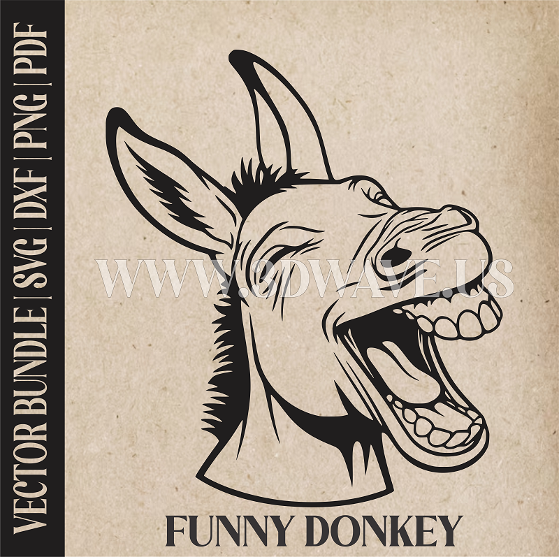 Funny Donkey | Vector Art: LaserCut Files for Cricut, Glowforge SVG | Digital Products