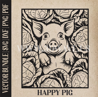 Thumbnail for Happy Pig | Vector Art: LaserCut Files for Cricut, Glowforge SVG | Digital Products