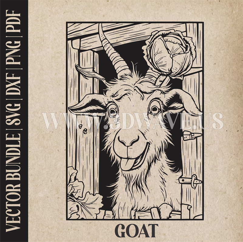 Funny Goat | Vector Art: LaserCut Files for Cricut, Glowforge SVG | Digital Products