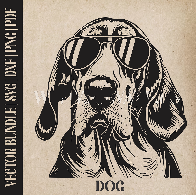 Basset Hound Santa Dog | Vector Art: LaserCut Files for Cricut, Glowforge SVG | Digital Products