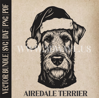 Thumbnail for Airedale Terrier Santa Dog | Vector Art: LaserCut Files for Cricut, Glowforge SVG | Digital Products